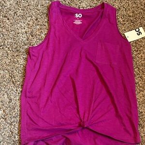 SO Women's Fuchsia Tank Top with Knot Detail